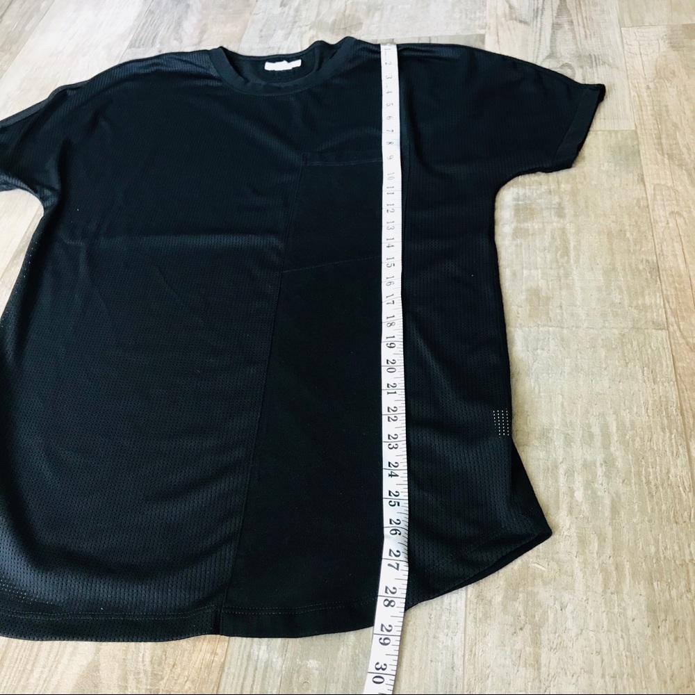 Helmut Lang half mesh black short sleeve tee Sz L - Picture 7 of 8